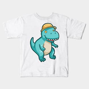 Cute t-rex with hat, dino, dinosaur Kids T-Shirt